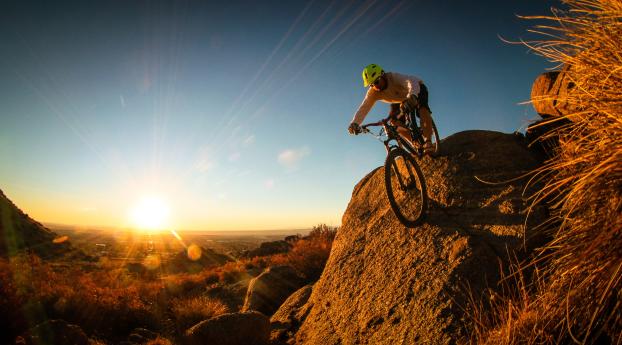 man, mountain bike, cyclist Wallpaper 1366x768 Resolution