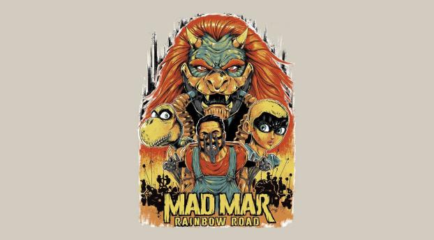 mario kart, mad max, rainbow road Wallpaper 2560x1024 Resolution
