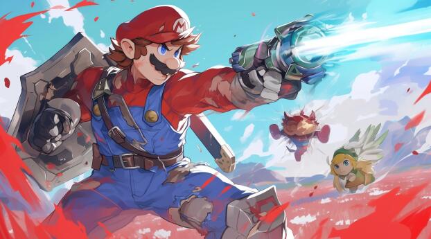 Mario Super Smash Bros Realistic Art Wallpaper 1125x2436 Resolution