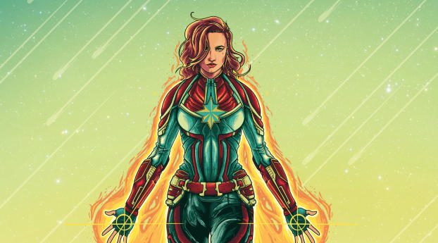 Marvel Captain Marvel Fan Illustration Wallpaper 320x568 Resolution