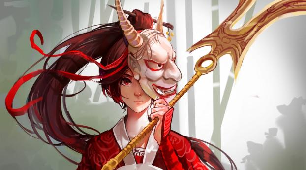 mask, horns, warrior Wallpaper 1440x2960 Resolution