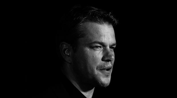 Matt Damon Black And White HD Wallpaper  Wallpaper 1366x768 Resolution