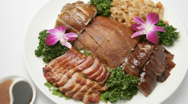 meat, cutting, plate Wallpaper 680x240 Resolution