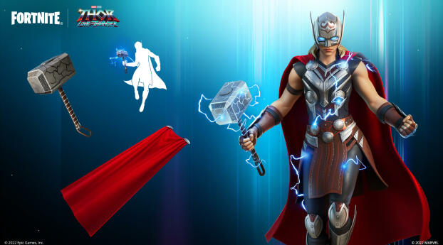 Mighty Thor Love and Thunder Fortnite Wallpaper 1024x600 Resolution