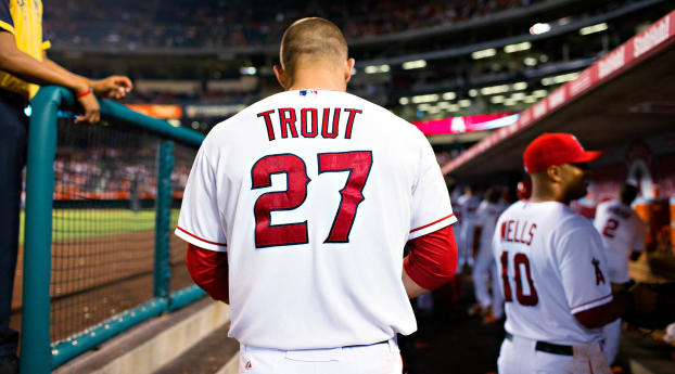 mike trout, baseball, los angeles angels of anaheim Wallpaper 750x1334 Resolution