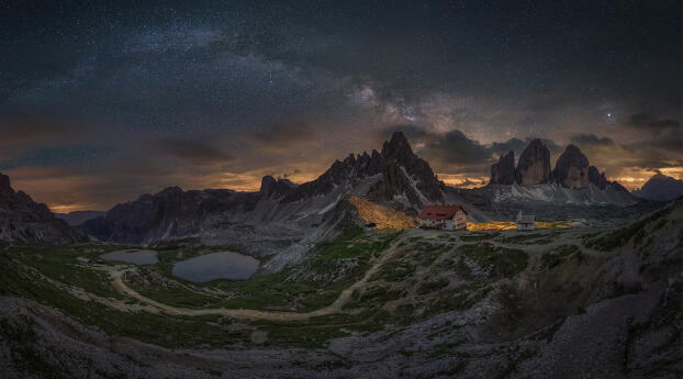 Milky Way above Tre Cime di Lavaredo HD Italy Wallpaper 1080x2244 Resolution