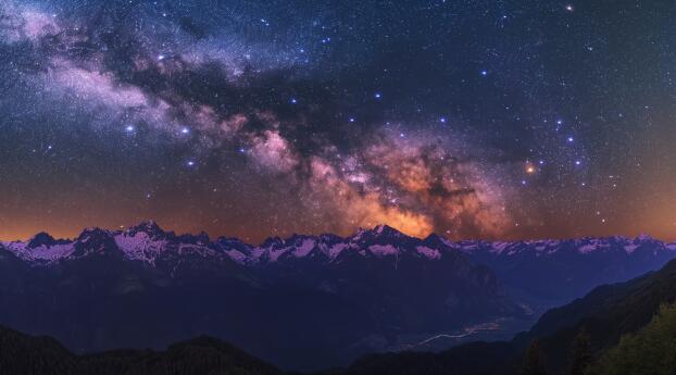 Milky Way HD Mountains Starry Night New Wallpaper 7680x8320 Resolution