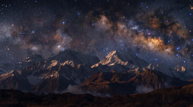 Milky Way Mountain Starry Night Wallpaper 2860x1080 Resolution