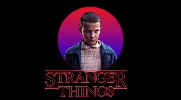 Millie Bobby Brown As Eleven In Stranger Things Logo Wallpaper