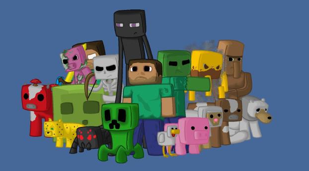 minecraft, characters, game Wallpaper 1242x2688 Resolution