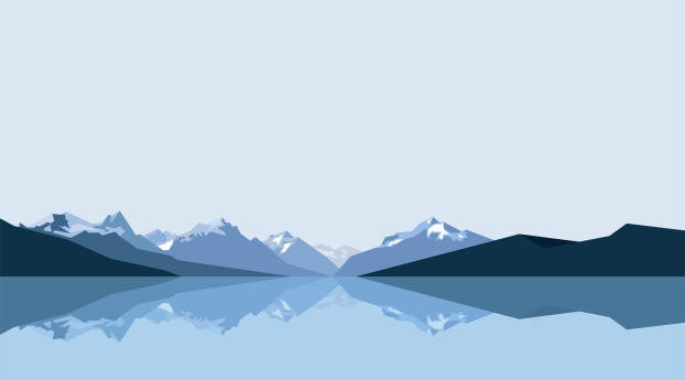 Minimalist Blue Mountains Wallpaper 7680x5120 Resolution