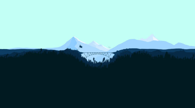 Minimalist Bridge Between Mountains Wallpaper 1080x2240 Resolution