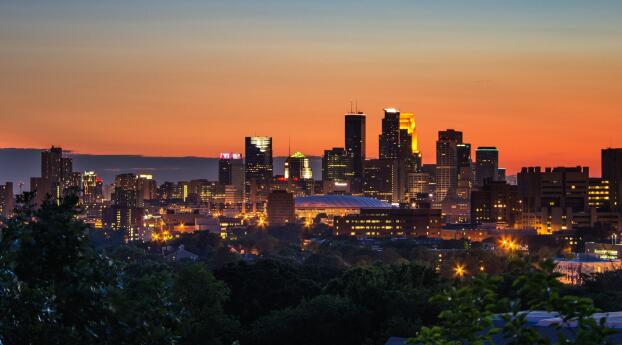 Minneapolis Gradient Sunset Wallpaper 640x1136 Resolution