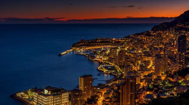 Monaco At Night Wallpaper 1024x600 Resolution