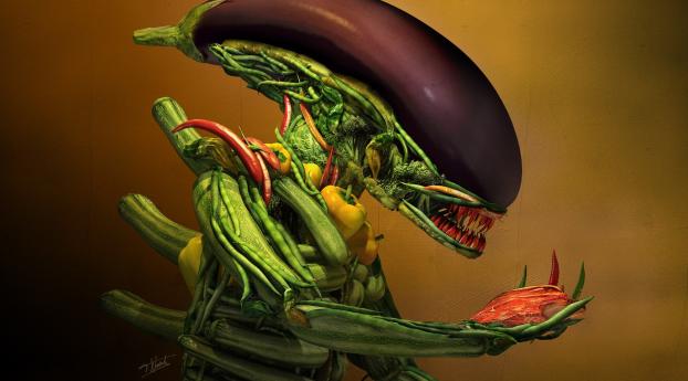 monster, green, eggplant Wallpaper 640x1136 Resolution