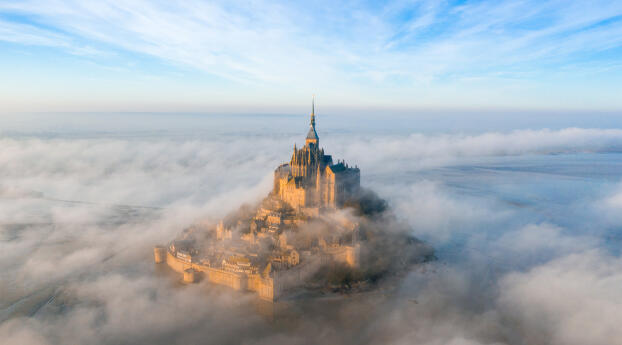 Mont Saint-Michel 4k Cloud View Wallpaper 1080x2160 Resolution