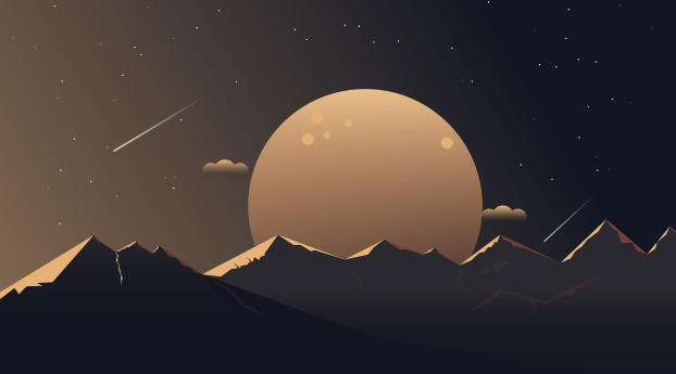 Moon and Mountains Wallpaper 319x720 Resolution