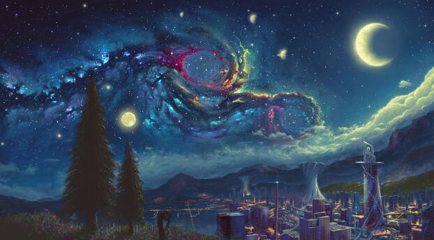 Moon Sci Fi Landscape 4k Digital Art Wallpaper