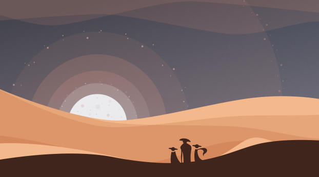 Moon Walkers on a Deserted Orange 4K Planet Wallpaper