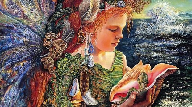 morskaya fairy, shell, mermaid Wallpaper 480x484 Resolution