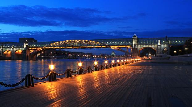 moscow, bridge, pushkin embankment Wallpaper 640x960 Resolution