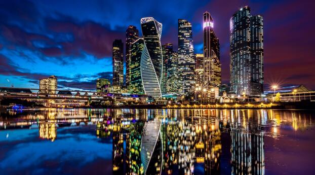 Moscow HD Cityscape Photography Wallpaper 1600x600 Resolution