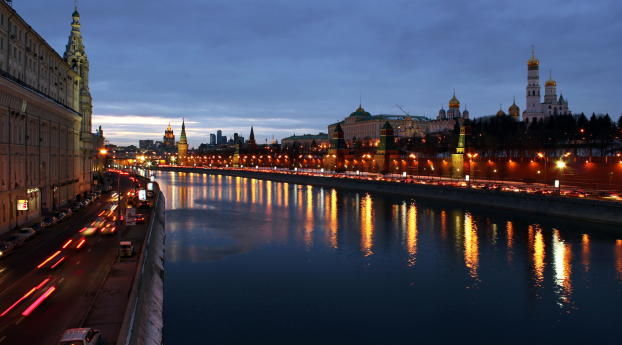 moscow, night, russia Wallpaper 1280x720 Resolution