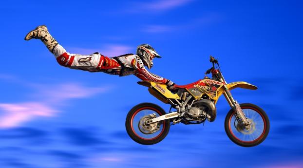 motorcycle, flight, trick Wallpaper