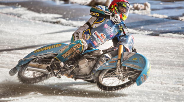 motorcycle, race, snow Wallpaper 1336x768 Resolution