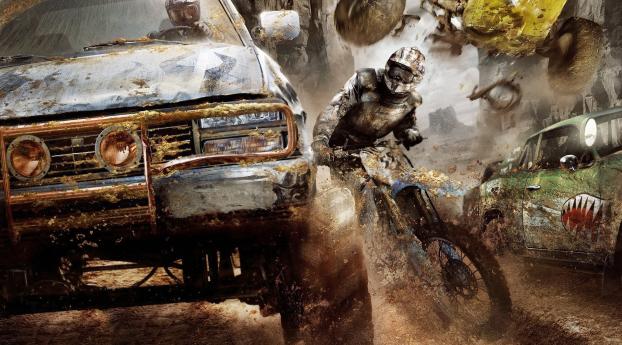 motorstorm apocalypse, motorcycle, car Wallpaper 480x800 Resolution