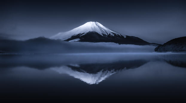 Mount Fuji Reflection Wallpaper 1080x2520 Resolution