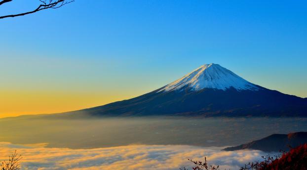 Mount Fuji Sea Sunrise Wallpaper 2048x2048 Resolution
