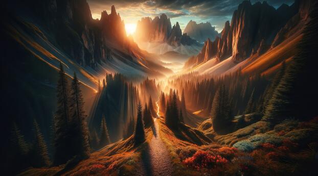 Mountain Hiking at Sunset 4K Cool Wallpaper 1080x1920 Resolution