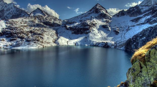 mountain, lake, peaks Wallpaper 1440x2560 Resolution