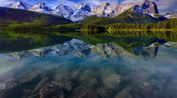 mountain landscape, reflection, mountains Wallpaper 1080x1920 Resolution