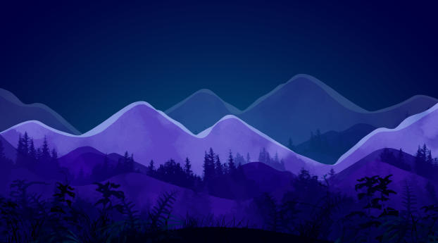 Mountain Minimalist Night Wallpaper