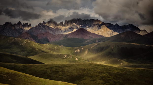 mountain, mountain range, grass Wallpaper 2560x1440 Resolution