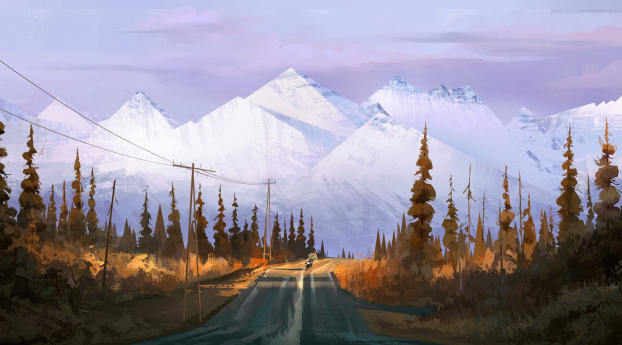 Mountain Road Wallpaper 1024x600 Resolution