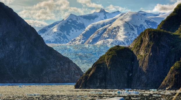 mountain, sea, glacier Wallpaper