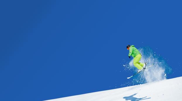 mountain, skier, jump Wallpaper 2932x2932 Resolution