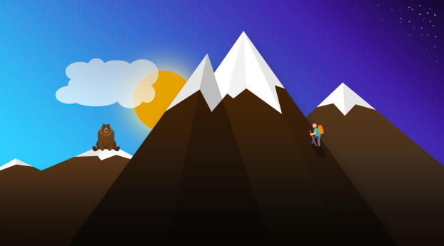 Mountain Trekking Art Wallpaper 7680x1440 Resolution