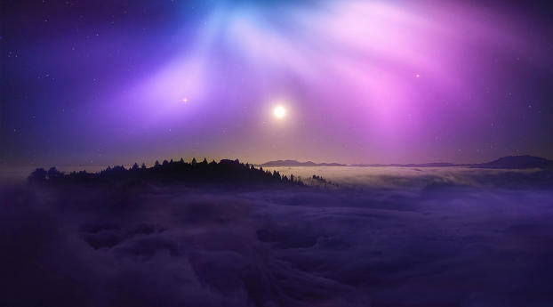 Mountain With Clouds In Background Of Blue And Purple Sky Wallpaper 1620x216 Resolution