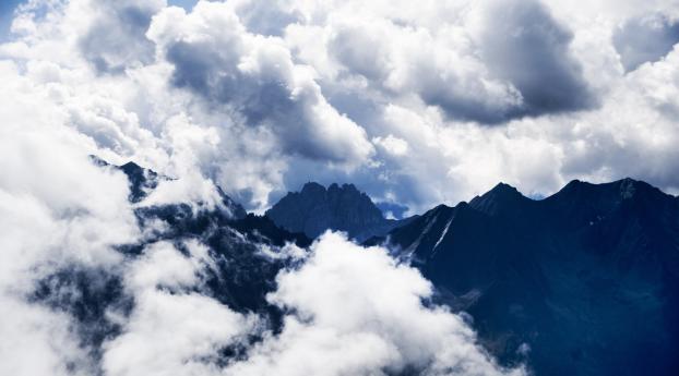 mountains, clouds, high Wallpaper 2560x1440 Resolution