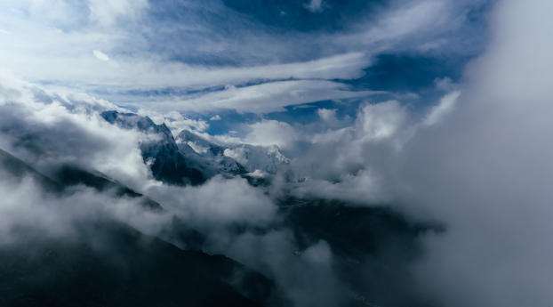 mountains, clouds, snow Wallpaper 320x568 Resolution
