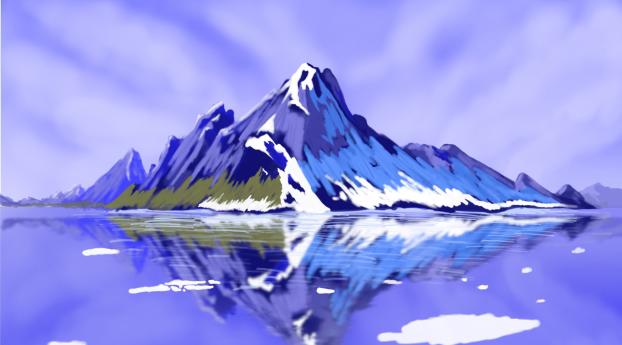 Mountains Digital Art Wallpaper 320x480 Resolution