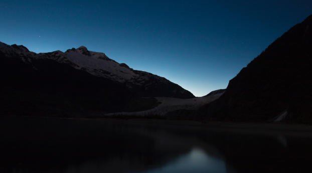 mountains, lake, night Wallpaper 640x960 Resolution