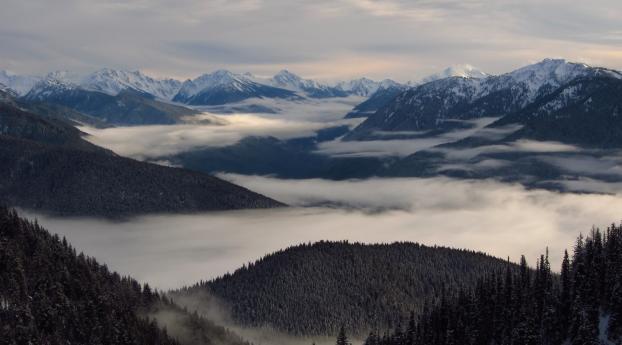 Mountains Landscape Nature Clouds Mist Snow Wallpaper 1080x2280 Resolution