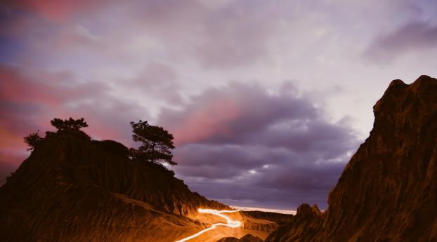 mountains, light, night Wallpaper 1152x864 Resolution