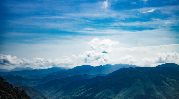 Mountains Peaks Clouds Wallpaper 1360x768 Resolution