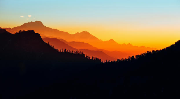 Mountains Silhouette Wallpaper 480x484 Resolution